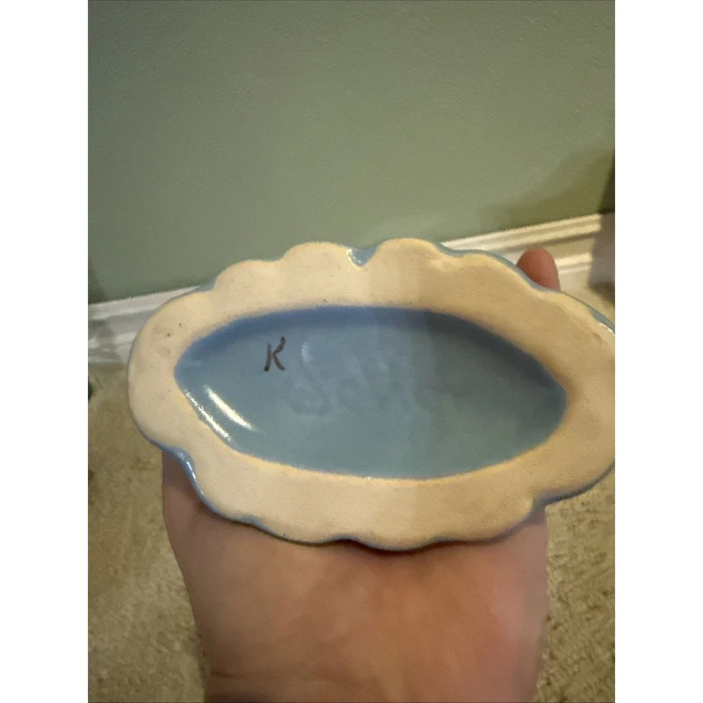 Vintage Weller Baby Blue Cornucopia Vase With White Raised Flowers Cameo Pattern